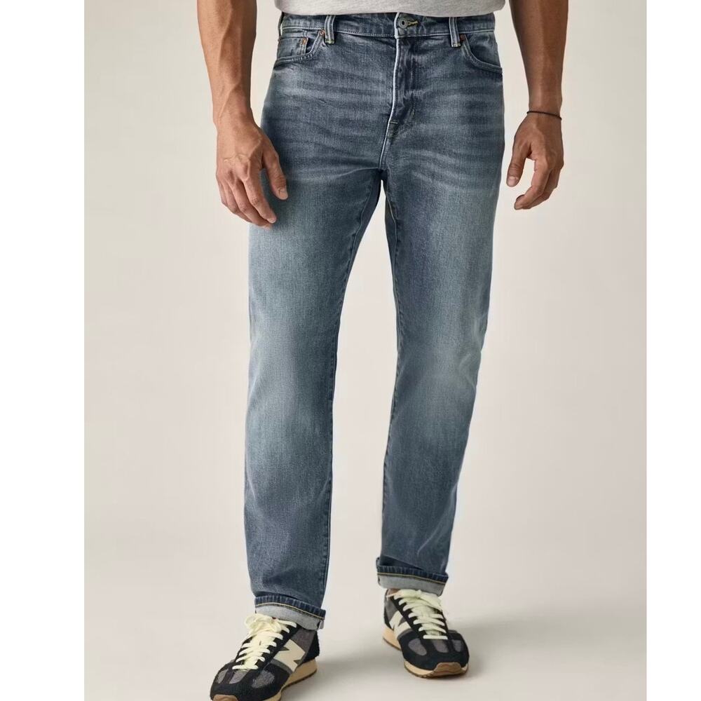 Huckberry Flint & Tinder Stretch Selvedge Jeans Straight Fit VTG Wash Mens 34x32